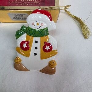 Gorham Snowman Ornament With Bells & Gold Cord #6144364
